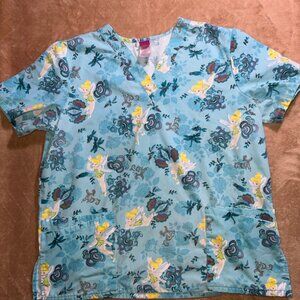 Disney The Wonderful World Women LG Tinker Bell Scrub Hospital Nurse Medical Top